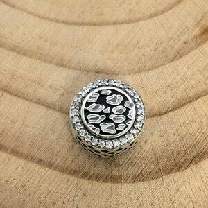 Pandora Black Leopard Print String Charm, S925 Silver Jewelry